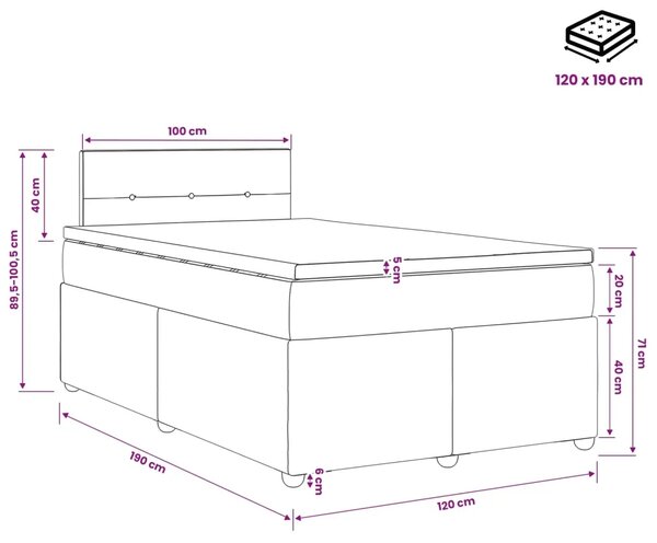 Boxspring krevet s madracem Krem 120 x 190 cm Tkanina - Krem 120 x 190 cm Prošiveno gumbima