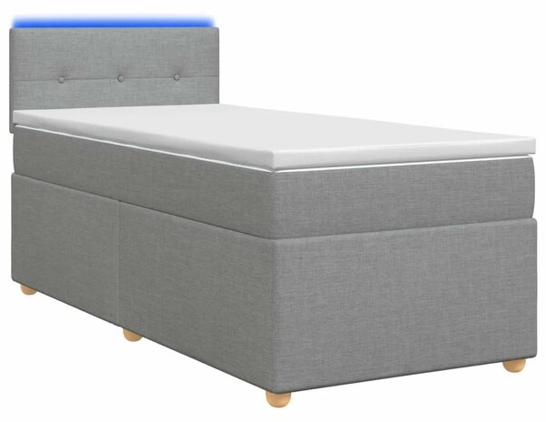 Boxspring krevet s madracem Svjetlosiva 90 x 200 cm Tkanina - Svjetlosiva 90 x 200 cm Prošiveno gumbima