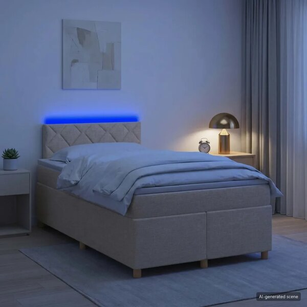 Boxspring krevet s madracem Krem 120 x 190 cm Tkanina - Krem 120 x 190 cm Dizajn s rombovima