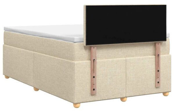 Boxspring krevet s madracem Krem 120 x 190 cm Tkanina - Krem 120 x 190 cm Prošiveno gumbima
