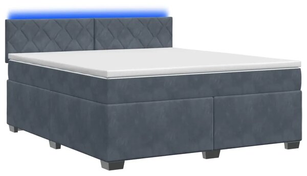 Krevet s box springom madracem i LED-om Tamnosiva 160 x 200 cm - Tamnosiva 160 x 200 cm Dizajn s rombovima