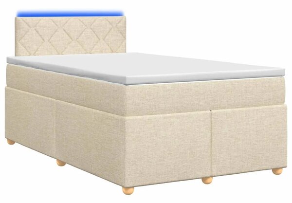 Boxspring krevet s madracem Krem 120 x 190 cm Tkanina - Krem 120 x 190 cm Dizajn s rombovima