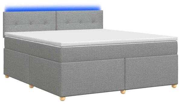Boxspring krevet s madracem Svjetlosiva 140 x 190 cm Tkanina - Svjetlosiva 140 x 190 cm Prošiveno gumbima