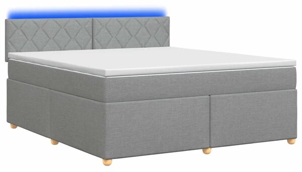 Boxspring krevet s madracem Svjetlosiva 140 x 190 cm Tkanina - Svjetlosiva 140 x 190 cm Dizajn s rombovima