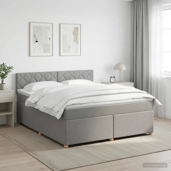 Boxspring krevet s madracem Svjetlosiva 140 x 190 cm Tkanina - Svjetlosiva 140 x 190 cm Dizajn s rombovima