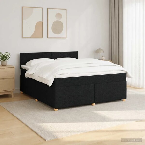 Boxspring krevet s madracem Crna 180 x 200 cm Tkanina - Crna 180 x 200 cm Dizajn s rombovima