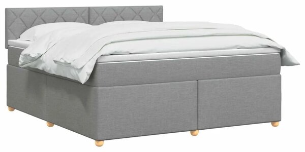 Boxspring krevet s madracem Svjetlosiva 140 x 190 cm Tkanina - Svjetlosiva 140 x 190 cm Dizajn s rombovima