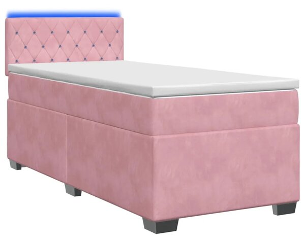 Krevet s box springom madracem i LED-om Ružičasta 90 x 200 cm - Ružičasta 90 x 200 cm Kristal s dugmadima