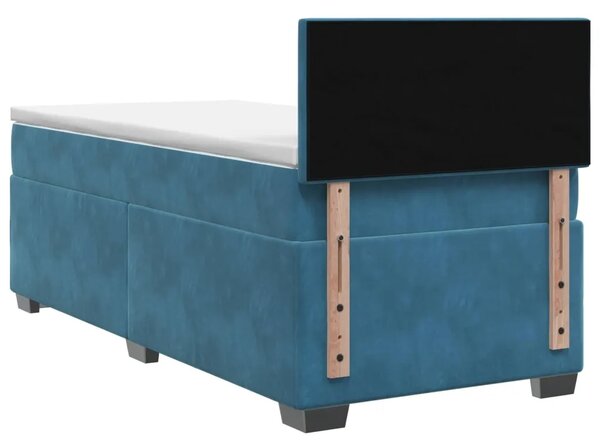 Krevet s box springom madracem i LED-om Plava 90 x 190 cm - Plava 90 x 190 cm Dizajn s rombovima