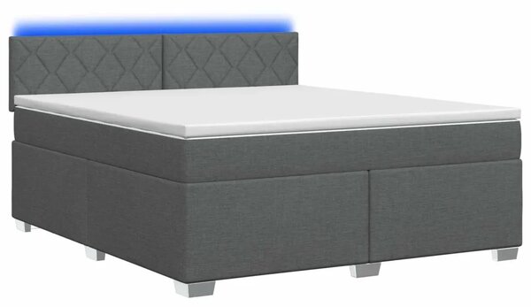 Krevet s box springom madracem i LED-om Tamnosiva 140 x 190 cm - Tamnosiva 140 x 190 cm Dizajn s rombovima