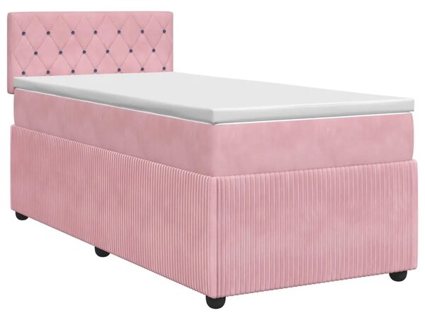 Boxspring krevet s madracem Ružičasta 90 x 200 cm Baršun - Ružičasta 90 x 200 cm Kristal s dugmadima