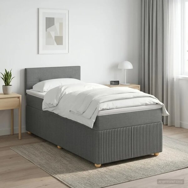 Boxspring krevet s madracem Tamnosiva 90 x 190 cm Tkanina - Tamnosiva jedna veličina Prošiveno gumbima