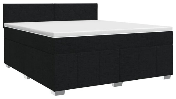 Boxspring krevet s madracem Crna 180 x 200 cm Tkanina - Crna 180 x 200 cm Dizajn s rombovima