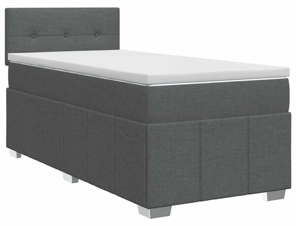 Boxspring krevet s madracem Tamnosiva 90 x 190 cm Tkanina - Tamnosiva jedna veličina Prošiveno gumbima
