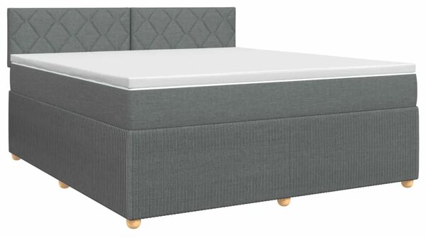 Boxspring krevet s madracem Tamnosiva 140 x 200 cm Tkanina - Tamnosiva 140 x 200 cm Dizajn s rombovima