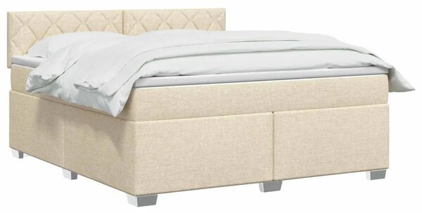 Krevet s box springom madracem i LED-om Krem 160 x 200 cm - Krem 160 x 200 cm Dizajn s rombovima
