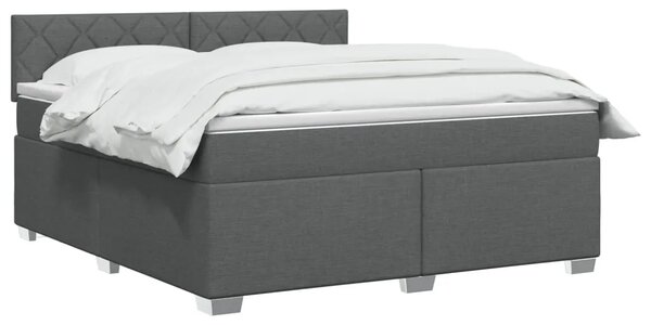 Krevet s box springom madracem i LED-om Tamnosiva 140 x 190 cm - Tamnosiva 140 x 190 cm Dizajn s rombovima