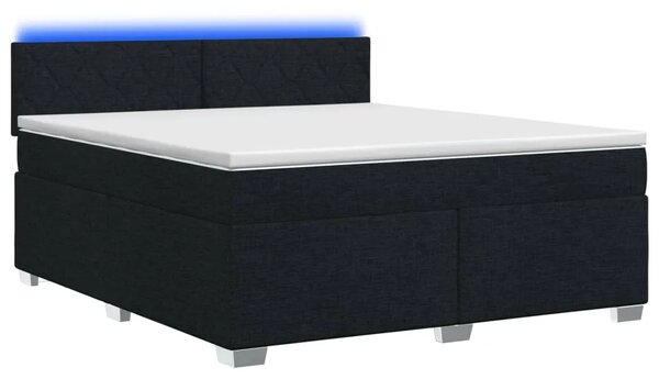 Krevet s box springom madracem i LED-om Crna 180 x 200 cm - Crna 180 x 200 cm Dizajn s rombovima