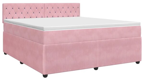 Boxspring krevet s madracem Ružičasta 160 x 200 cm Baršun - Ružičasta 160 x 200 cm Kristal s dugmadima