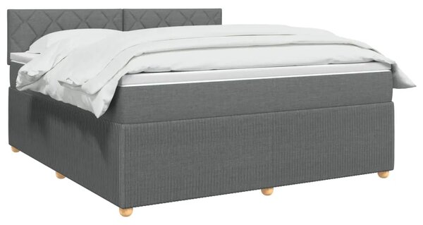 Boxspring krevet s madracem Tamnosiva 140 x 200 cm Tkanina - Tamnosiva 140 x 200 cm Dizajn s rombovima