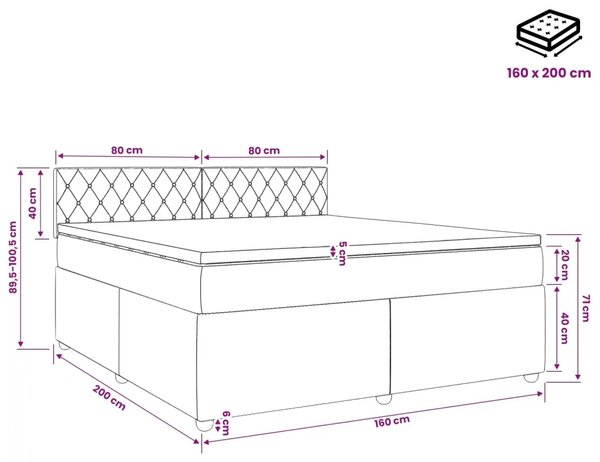 Boxspring krevet s madracem Ružičasta 160 x 200 cm Baršun - Ružičasta 160 x 200 cm Kristal s dugmadima
