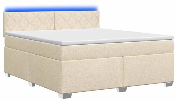 Krevet s box springom madracem i LED-om Krem 160 x 200 cm - Krem 160 x 200 cm Dizajn s rombovima