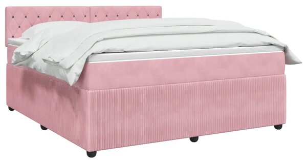 Boxspring krevet s madracem Ružičasta 160 x 200 cm Baršun - Ružičasta 160 x 200 cm Kristal s dugmadima
