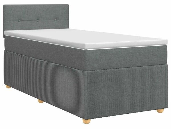 Boxspring krevet s madracem Tamnosiva 90 x 190 cm Tkanina - Tamnosiva jedna veličina Prošiveno gumbima