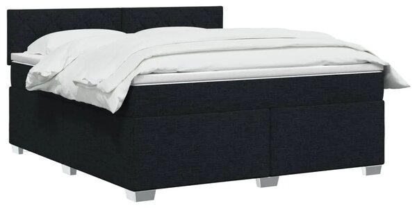 Krevet s box springom madracem i LED-om Crna 180 x 200 cm - Crna 180 x 200 cm Dizajn s rombovima