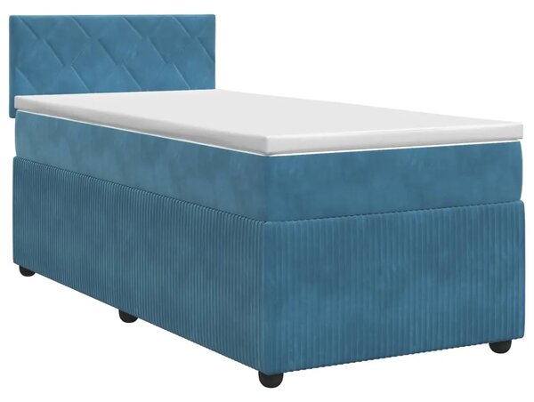 Boxspring krevet s madracem Tamno plava 90 x 200 cm Baršun - Plava 90 x 200 cm Dizajn s rombovima