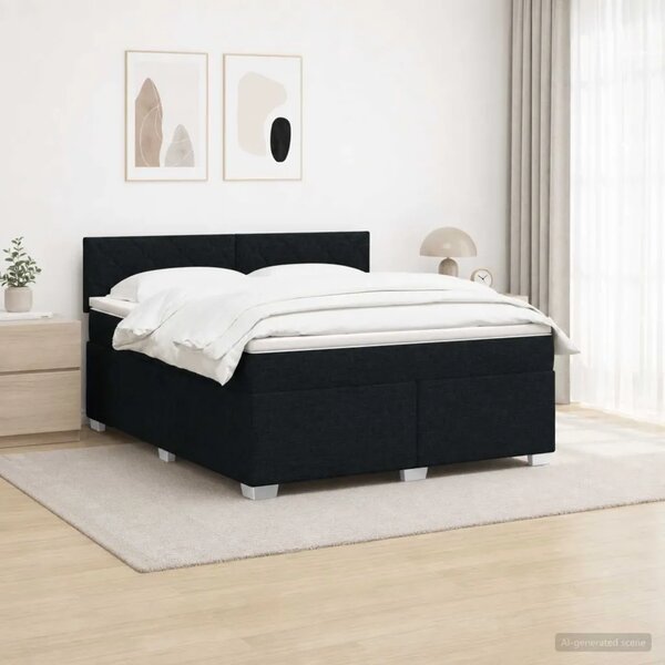 Krevet s box springom madracem i LED-om Crna 180 x 200 cm - Crna 180 x 200 cm Dizajn s rombovima