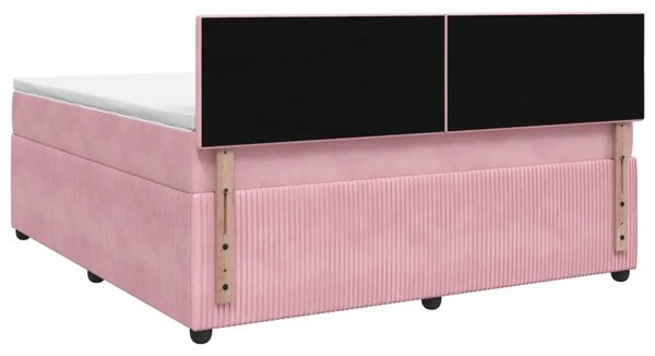 Boxspring krevet s madracem Ružičasta 160 x 200 cm Baršun - Ružičasta 160 x 200 cm Kristal s dugmadima