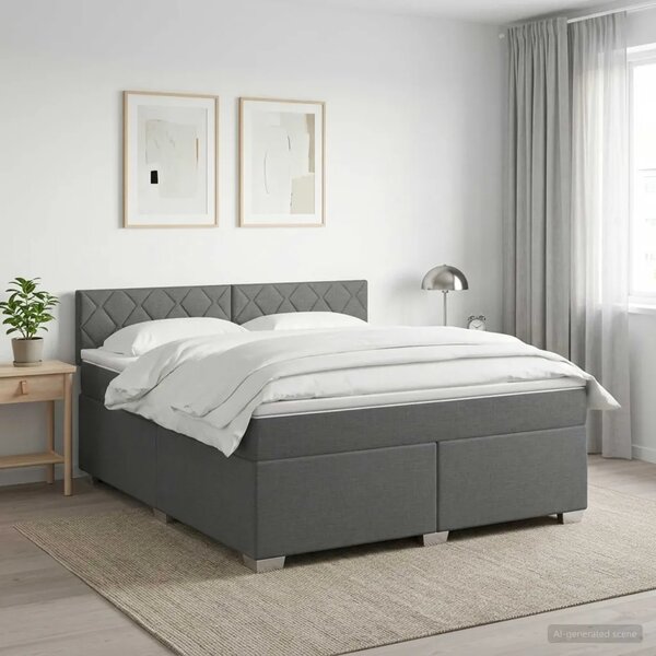 Krevet s box springom madracem i LED-om Tamnosiva 140 x 190 cm - Tamnosiva 140 x 190 cm Dizajn s rombovima