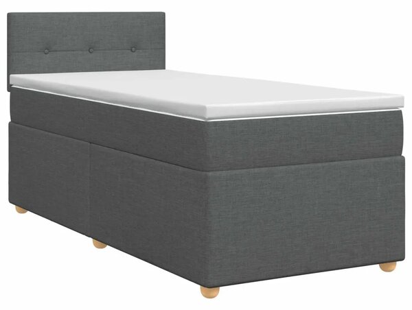 Boxspring krevet s madracem Tamnosiva 90 x 190 cm Tkanina - Tamnosiva Jedina veličina Prošiveno gumbima
