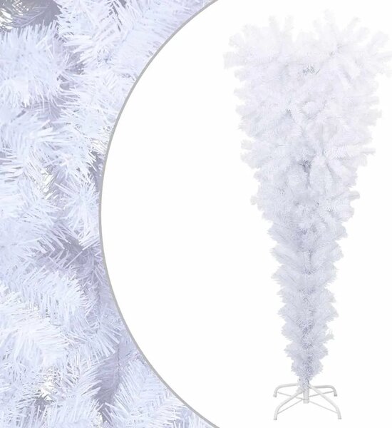 Naopako umjetno božićno drvce sa stalkom bijelo 120 cm - Bijela 120 x 65 cm