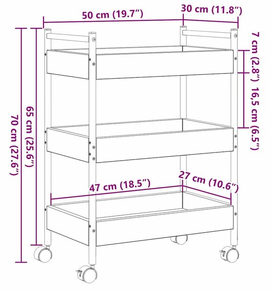 Kuhinjska kolica - drvo - 50 x 30 x 70 cm - OUTLET - NEPREUZETO