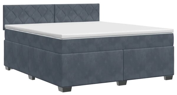 Boxspring krevet s madracem Tamnosiva 160 x 200 cm Baršun - Tamnosiva 160 x 200 cm Dizajn s rombovima