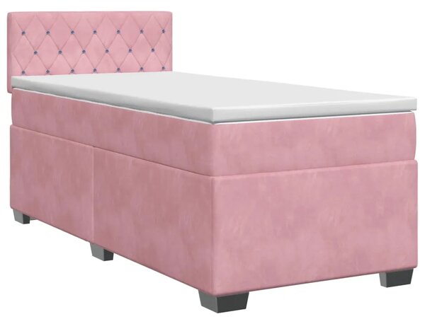 Boxspring krevet s madracem Ružičasta 90 x 200 cm Baršun - Ružičasta 90 x 200 cm Kristal s dugmadima
