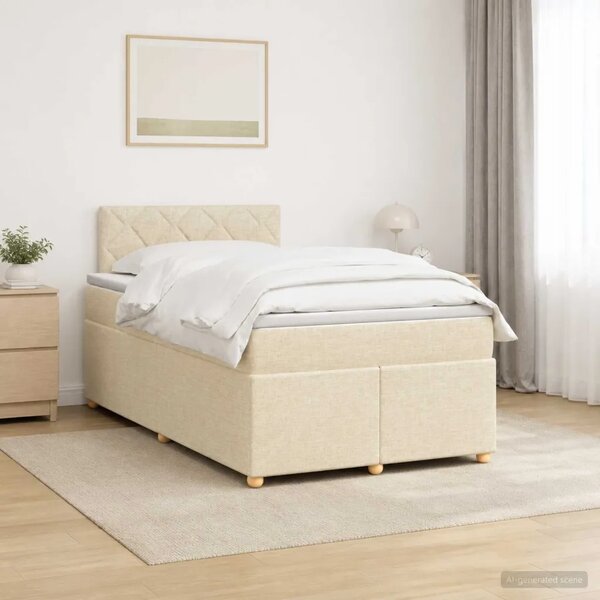 Boxspring krevet s madracem Krem 120 x 190 cm Tkanina - Krem 120 x 190 cm Dizajn s rombovima