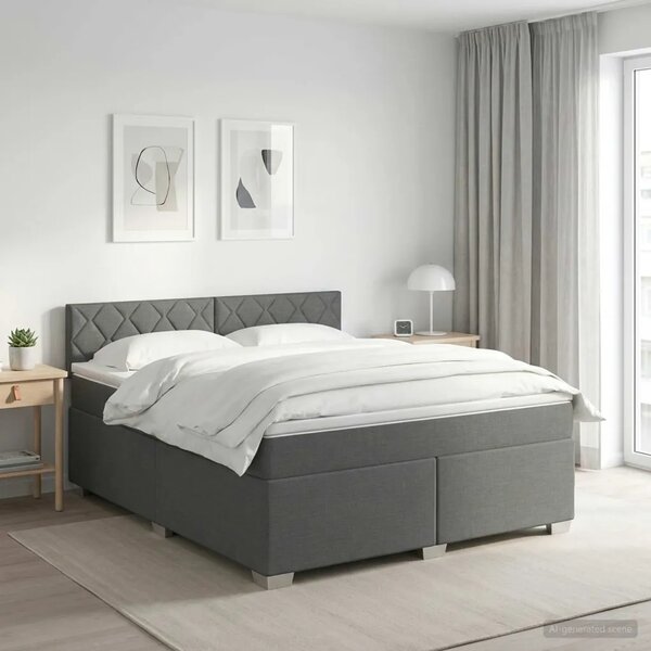 Boxspring krevet s madracem Tamnosiva 140 x 190 cm Tkanina - Tamnosiva 140 x 190 cm Dizajn s rombovima