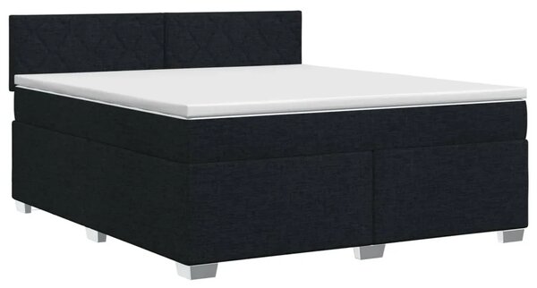 Boxspring krevet s madracem Crna 180 x 200 cm Tkanina - Crna 180 x 200 cm Dizajn s rombovima