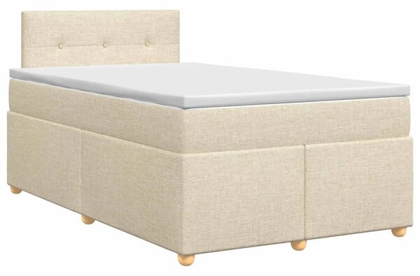 Boxspring krevet s madracem Krem 120 x 190 cm Tkanina - Krem 120 x 190 cm Prošiveno gumbima