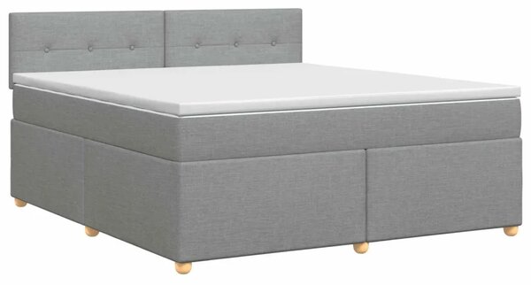 Boxspring krevet s madracem Svjetlosiva 140 x 190 cm Tkanina - Svjetlosiva 140 x 190 cm Prošiveno gumbima
