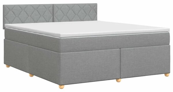 Boxspring krevet s madracem Svjetlosiva 140 x 190 cm Tkanina - Svjetlosiva 140 x 190 cm Dizajn s rombovima