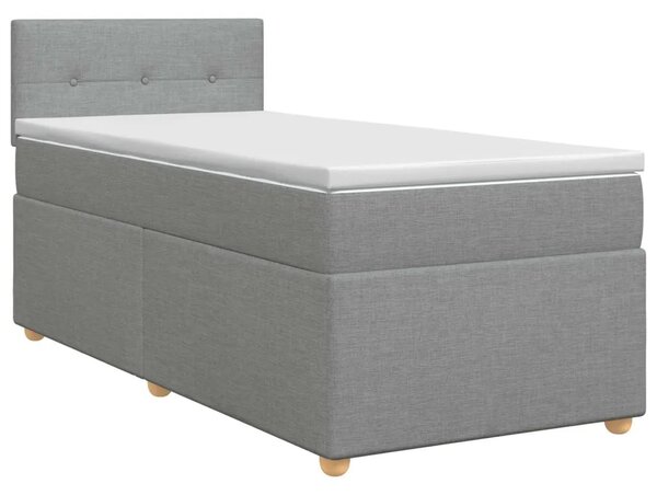 Boxspring krevet s madracem Svjetlosiva 90 x 200 cm Tkanina - Svjetlosiva 90 x 200 cm Prošiveno gumbima