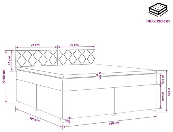 Boxspring krevet s madracem Svjetlosiva 140 x 190 cm Tkanina - Svjetlosiva 140 x 190 cm Dizajn s rombovima