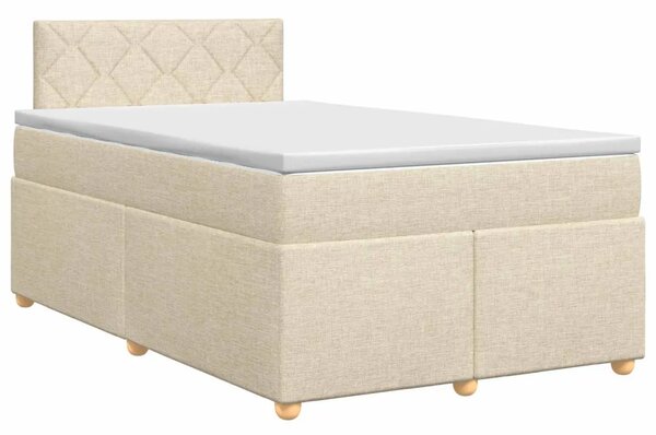 Boxspring krevet s madracem Krem 120 x 190 cm Tkanina - Krem 120 x 190 cm Dizajn s rombovima