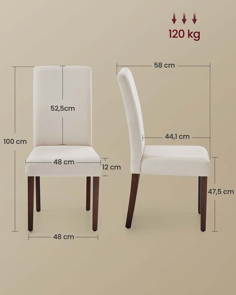 Set blagovaonskih stolica od 2, udobni jastuk za sjedenje - Bež
