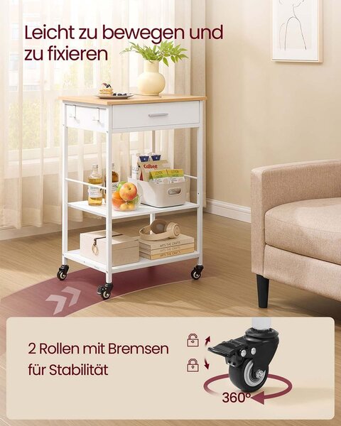 Kuhinjska kolica s kotačima, puno prostora za pohranu - 45D x 98,7Š cm