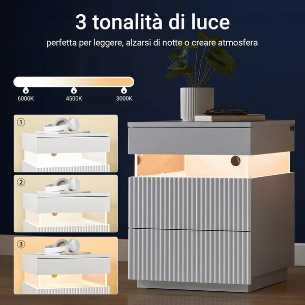 Noćni ormarić s 3 ladice Š41 × D40 × V52 cm